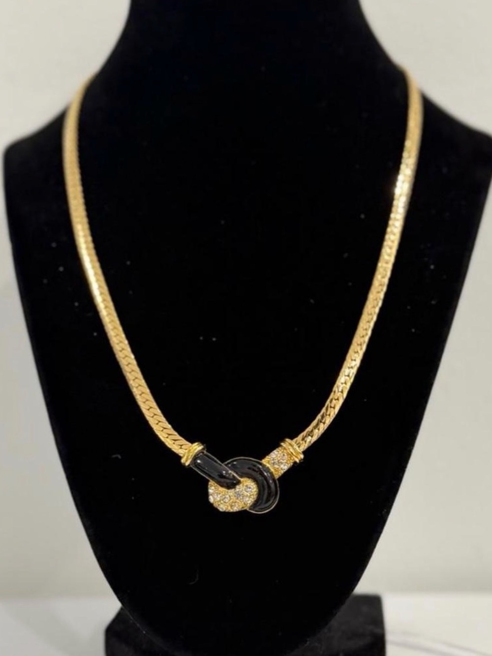 Vintage Avon Gold and Black Knot Necklace - Women Jewelry